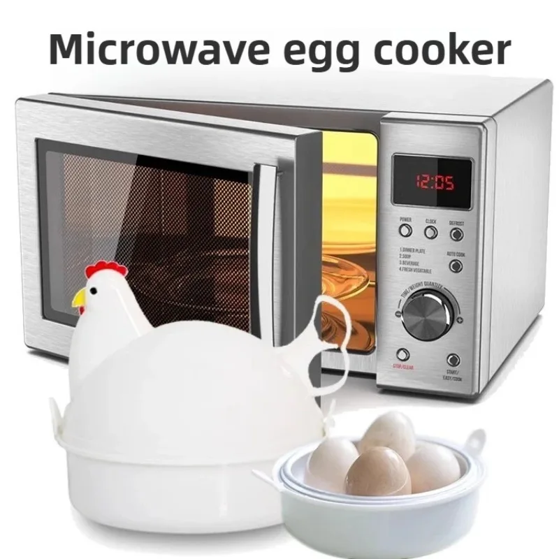 Microwave Egg Cooker,Chicken Shape Egg Boiler 4 Eggs Capacity Steamer Poacher Soft,Medium,Hard-Boiled Egg quick breakfast