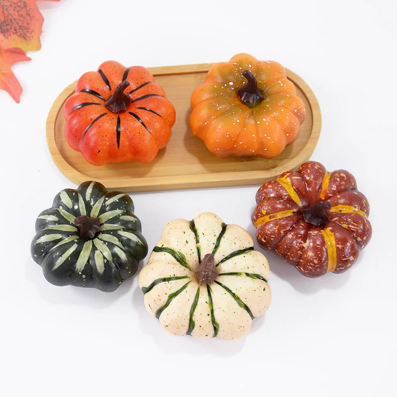 1Pc Halloween Artificial Pumpkin Ornaments Mini Fake Vegetable Pumpkin Model For Autumn Thanksgiving Halloween Party Home Decor