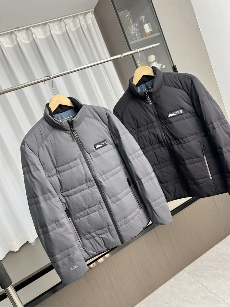 80 Duck down Jacket Men's Fashionable Waterproof Lightweight Warm Stand Collar down Coat Outerwear for Autumn Winter
