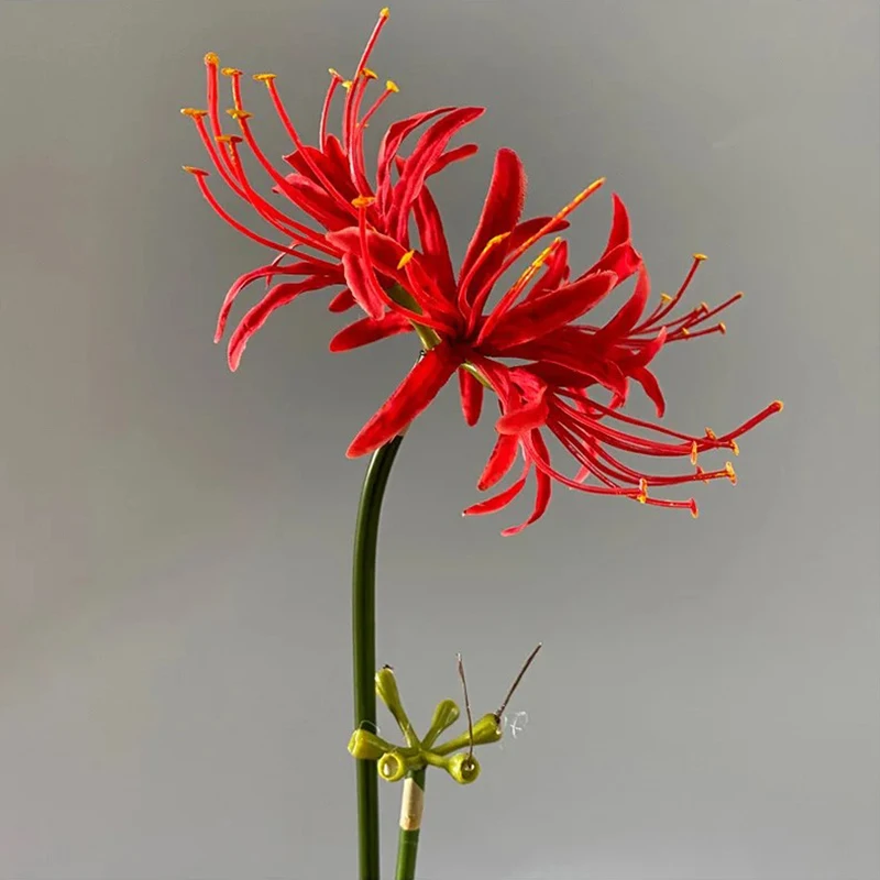 Luxo longo ramo higan flor de seda resistida orquídea flor artificial casamento natal casa decoração do jardim arranjo