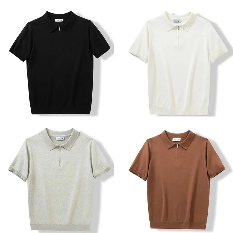 

Polo Sweater Male Old Money Man Short Sleeve Knit Knitted Jersey Sweter Solid Casual cotton Vintage Sweaters Men's Summer Knit