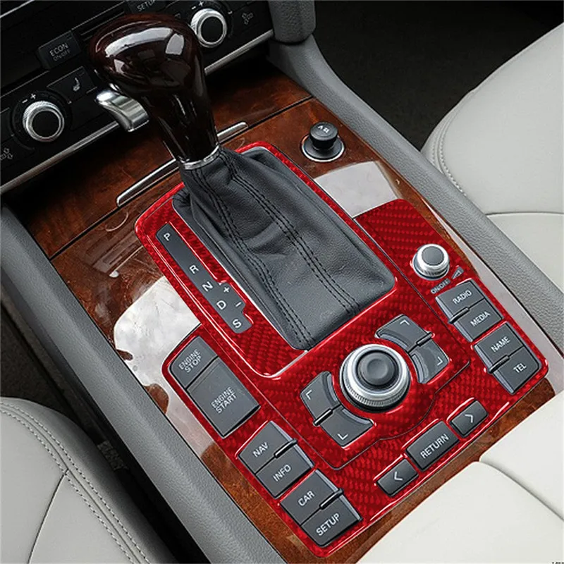 3PCS Carbon Fiber Gear Shift Panel Trim Fit For Audi Q7 2007-2015 - Matte/Glossy Interior Decorative Sticker Anti-Scratch