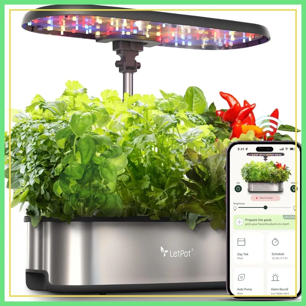 

Smart Hydroponic Growing System, 12 Pods Indoor Garden with WiFi & APP Control, 24W LED, 5.5L Tank, Auto Timer