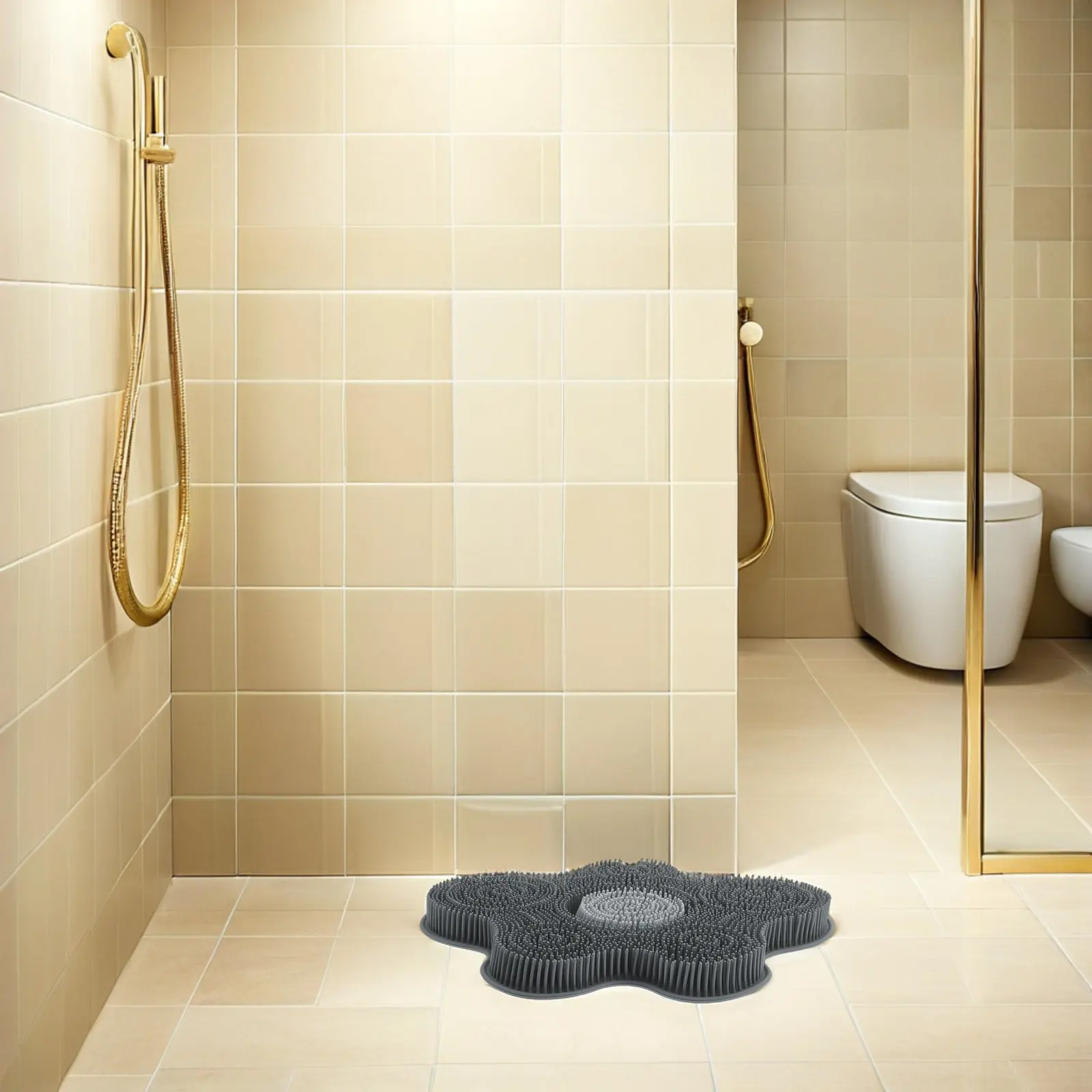 Silicone Shower Foot Scrubber Mat with Strong Suction Cups for Back and Feet Deep Cleaning Massage Wall Mounted Bathroom Body