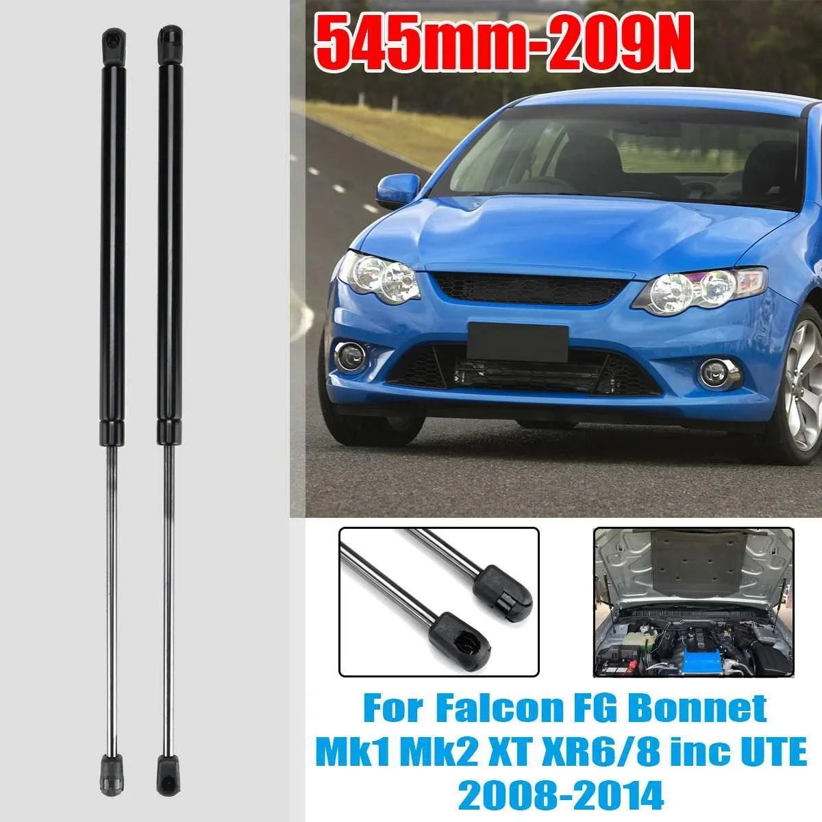 Front Hood Bonnet Gas Spring Strut Shock Damper Lift Support Bar for Ford Falcon FG Mk1 Mk2 XT XR6/8 Inc UTE 2008-2014