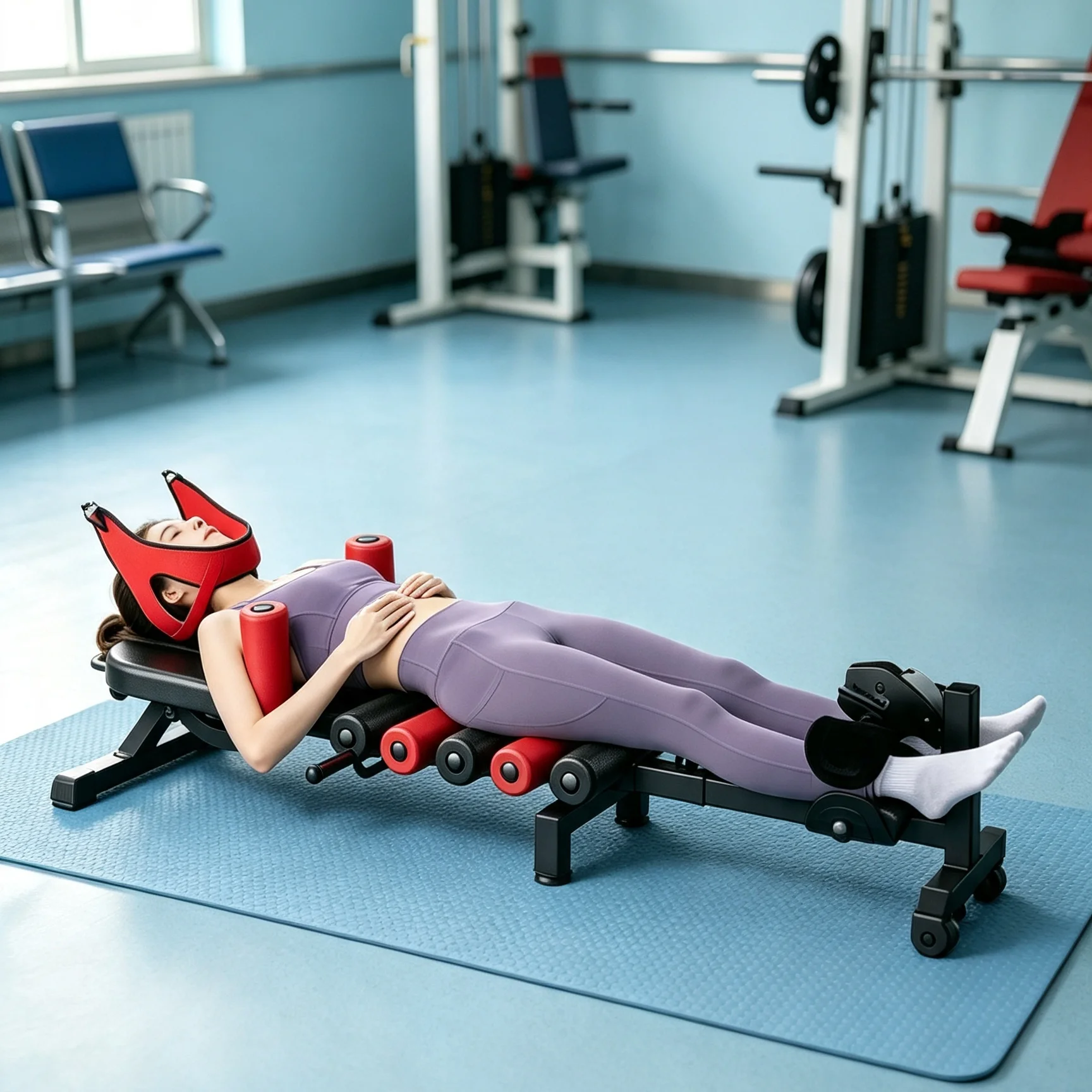 Portable Electric Body Stretch Traction Bed Pilates Home Gym Equipment Back Cervical Relaxation Posture Shaping Tool