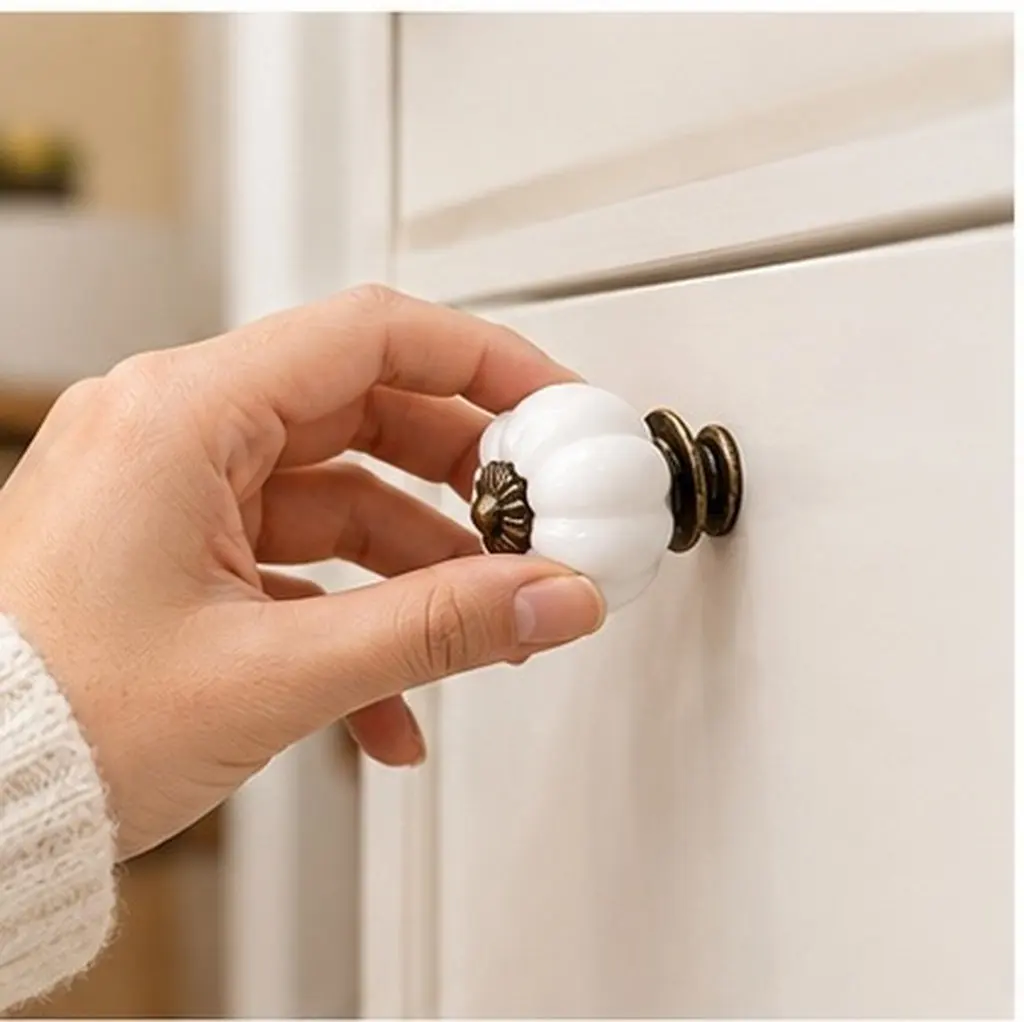 Pumpkin Shaped Plastic Cabinet Pull Handle for Cupboard Drawer Wardrobe Door Decorative Knob Stylish Home Decoration Accessory