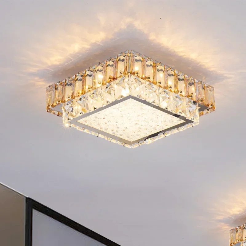 

Luxury Square Led Crystal Aisle Lamps Porch Stairs Corridor Ceiling Light