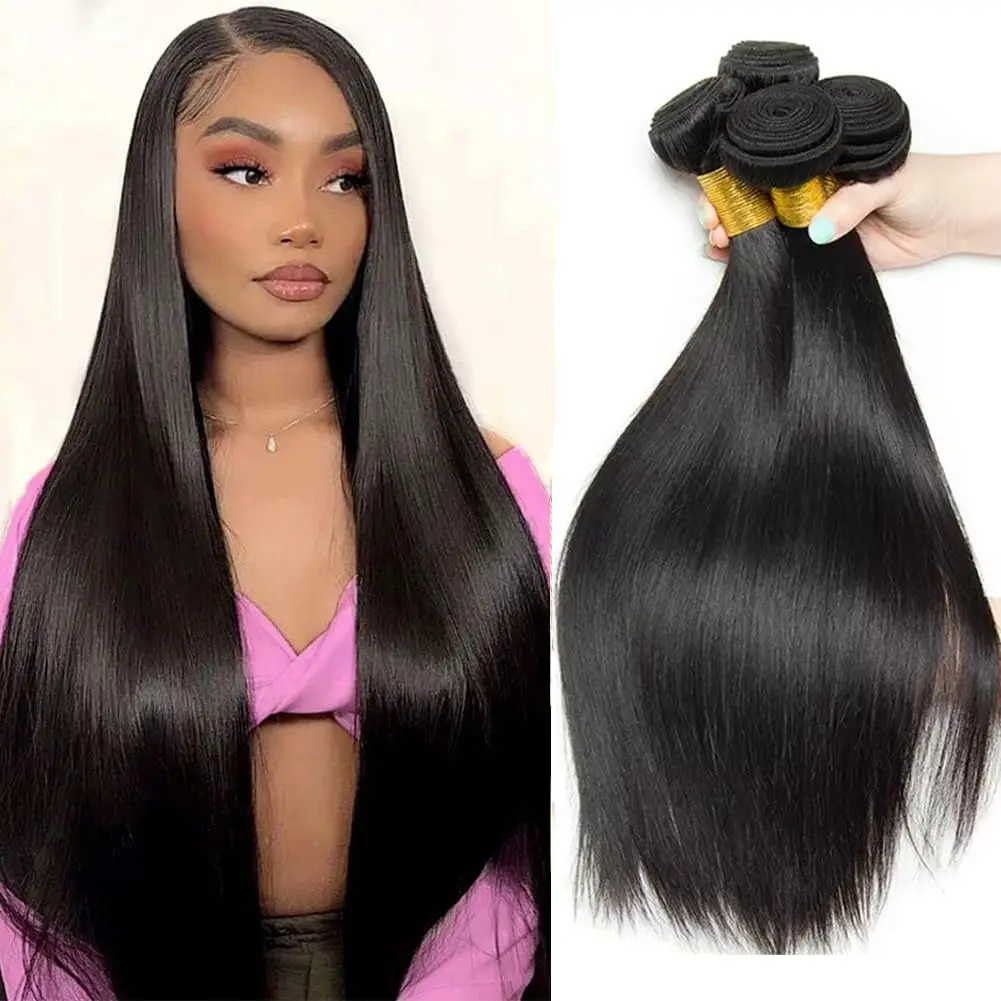 Straight Human Hair Bundles Remy Raw Hair Bundles 100% Human Hair Extensions Natural Virgin Hair Brazilian Hair Weave Bundles