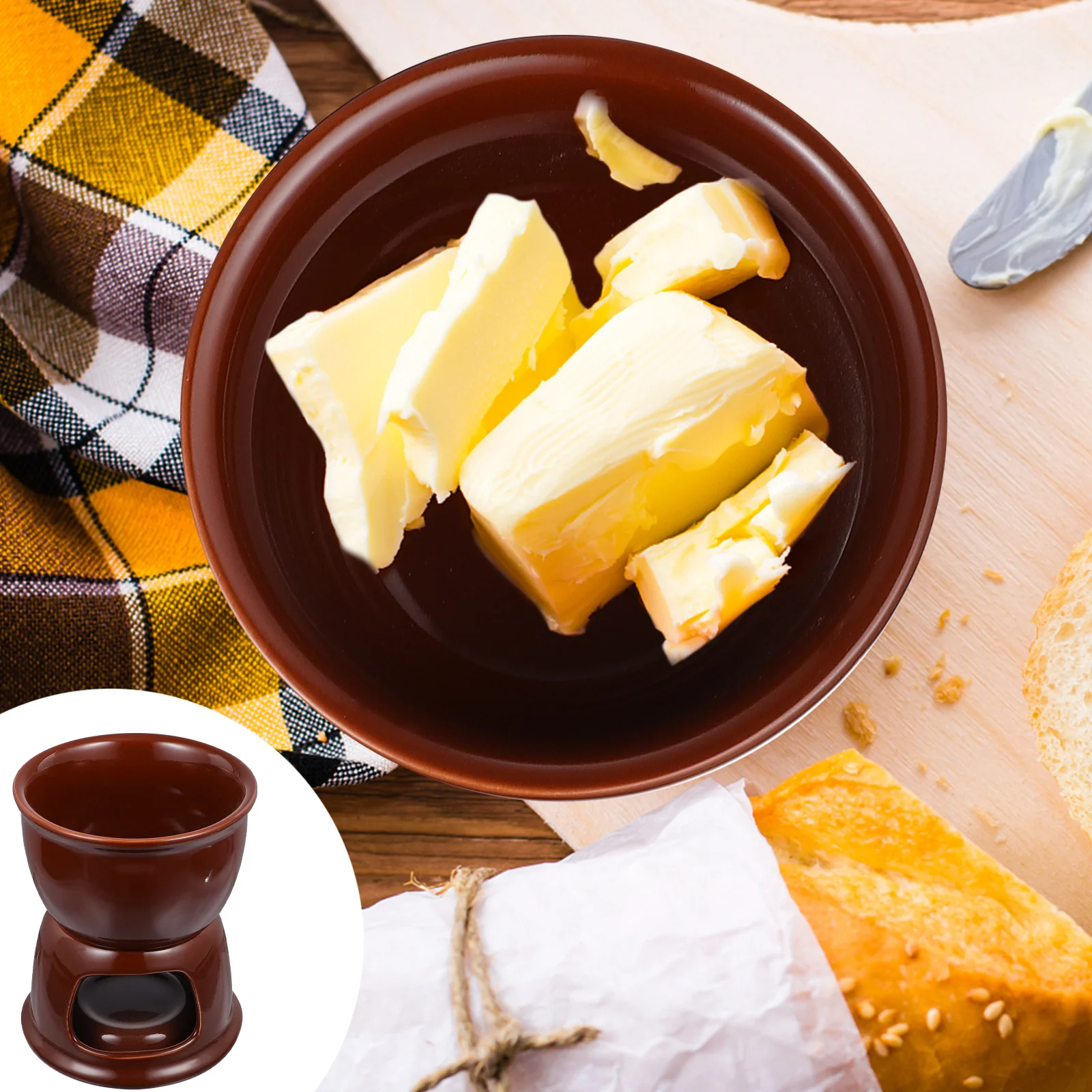 

1Set Ceramic Fondue Pot Cheese Chocolate Melting Stove Butter Warmer Dessert Kitchen Tool Chocolate Melting Pot