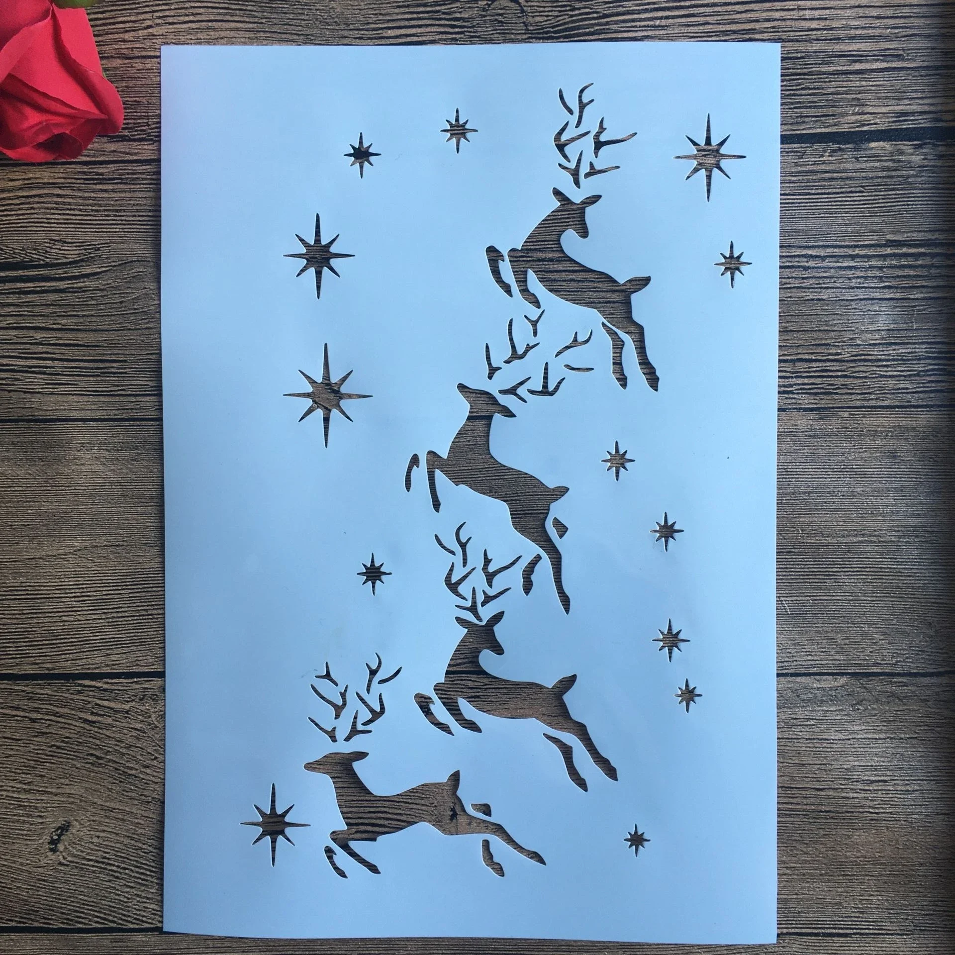 

A4 29 * 21cm Christmas deer DIY Stencils Wall Painting Scrapbook Coloring Embossing Album Decorative Paper Card Template,fabric