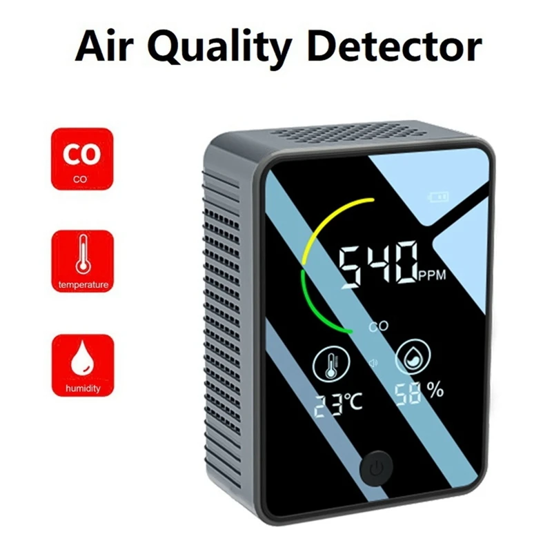 Detector de calidad del aire 3 en 1, Detector de humedad y temperatura de monóxido de carbono, alarma de CO interior para casas y coches