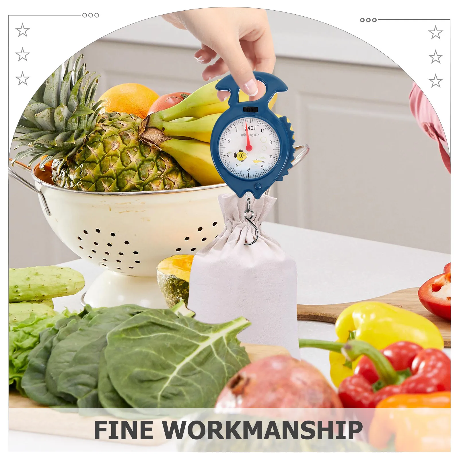 

Portable Hanging Scale Fish Shape Compact Lightweight Spring Structure Durable Small Scale for Luggage Travel Household Use 10kg