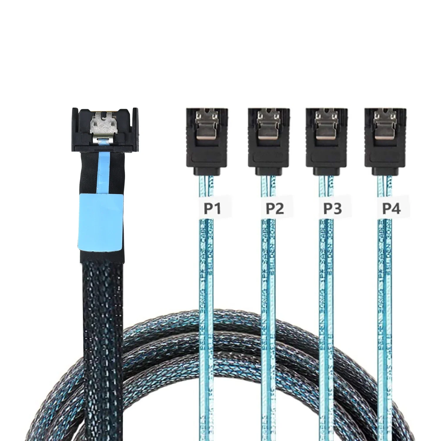 Mini SAS MCIO STR PCI-E 5.0 SFF-8654 PCI-E Slimline SAS 4i 38Pin Male to 4X SATA Femal Extender cable