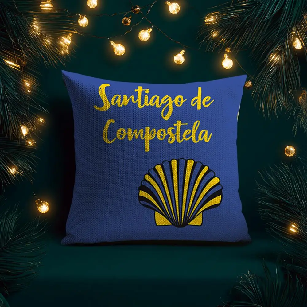 كيس وسادة من فيلم C-Camino de Santiago مصنوع من قماش الكتان الطبيعي وطباعة على الوجهين ومسامي مثالي للديكور المنزلي #4