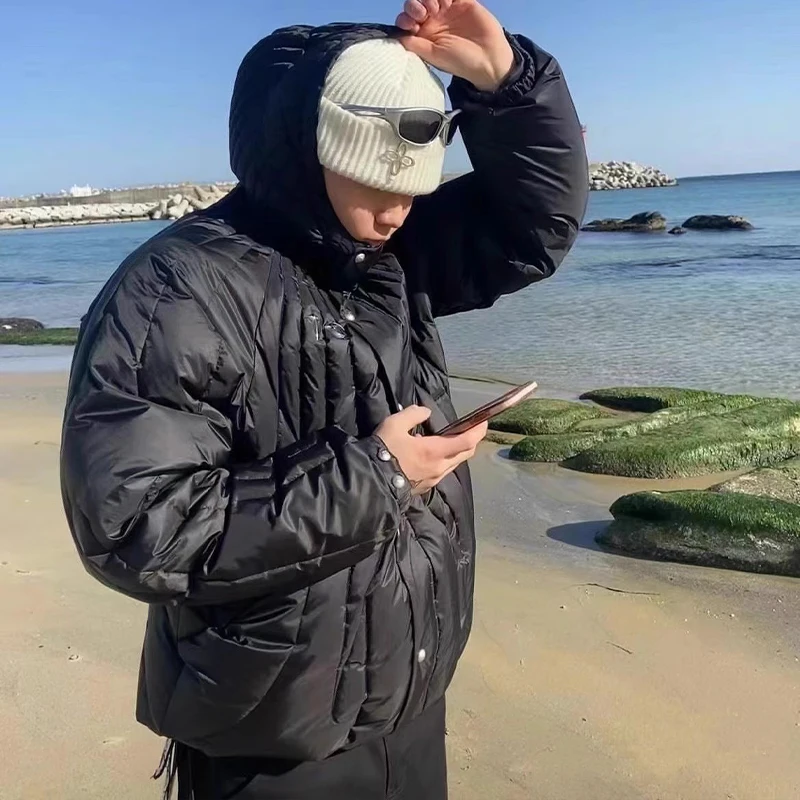 

Warmth Du down Hooded Jaet Waterproof k Color Youth Faion Winter Coat with Zipper for Daily Wear by Ran