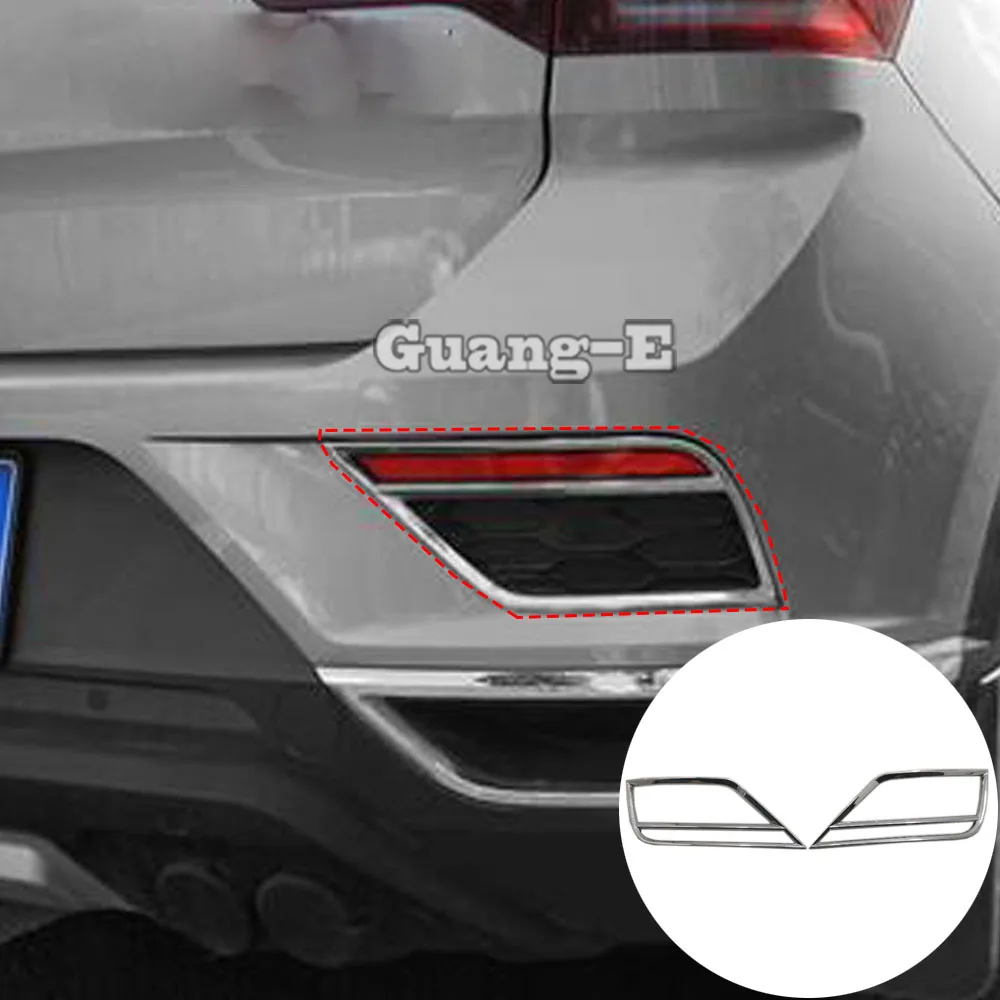 Car Sticker ABS Chrome Cover Trim Back Tail Rear Fog Light Frame Parts For Volkswagen VW T-ROC TROC 2017 2018 2019 2020 2021