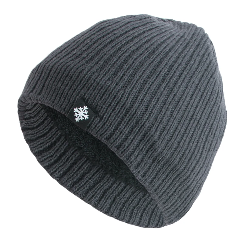 Unisexowe czapki zimowe z etykietą płatka śniegu, dziergane czapki dla mężczyzn i kobiet, czapki typu skullies, czapki beanie, czapki outdoorowe z futrzaną podszewką, ciepłe czapki sportowe.