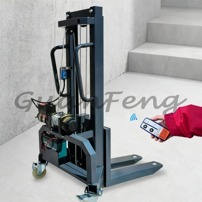 1.2m to 1.6m lifting height detachable remote-controlled electric stacker crane, small material loader, used for cargo loading