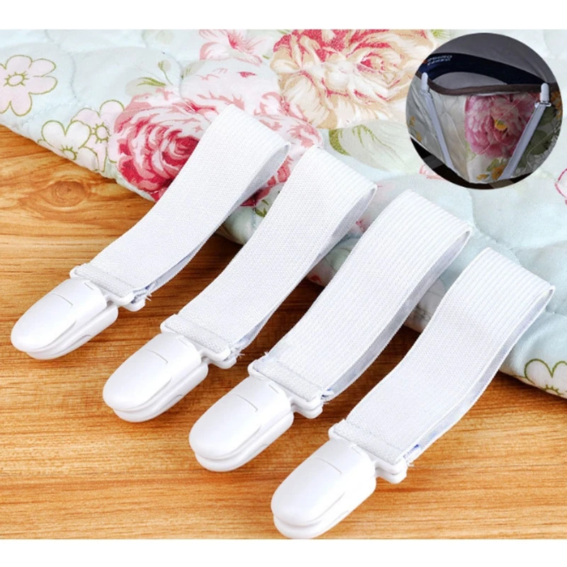 4Pcs Bed Sheet Elastic Gripper Clip Strap Fastener Mattress Cover Holder Grips