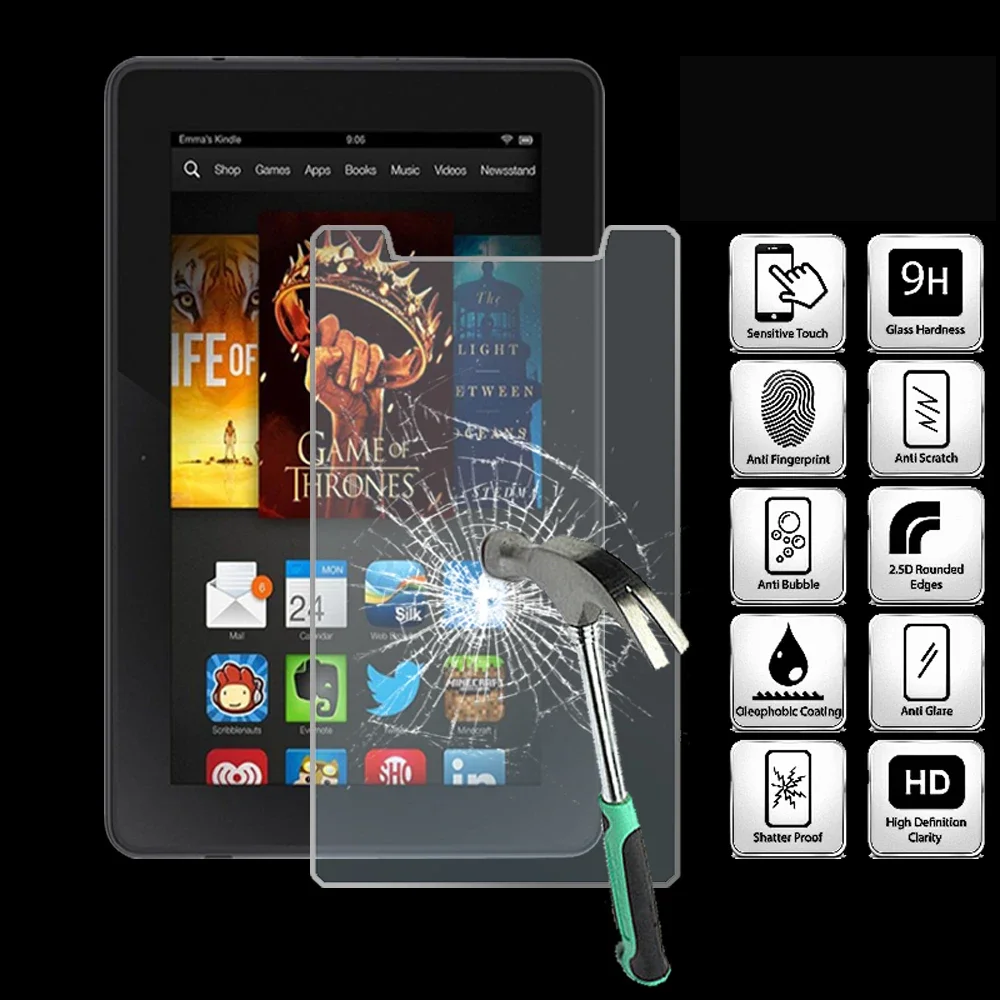 

For Amazon Fire Kindle Fire HDX 7" Tablet Tempered Glass Screen Protector Cover Explosion-Proof Anti-Scratch Screen Film