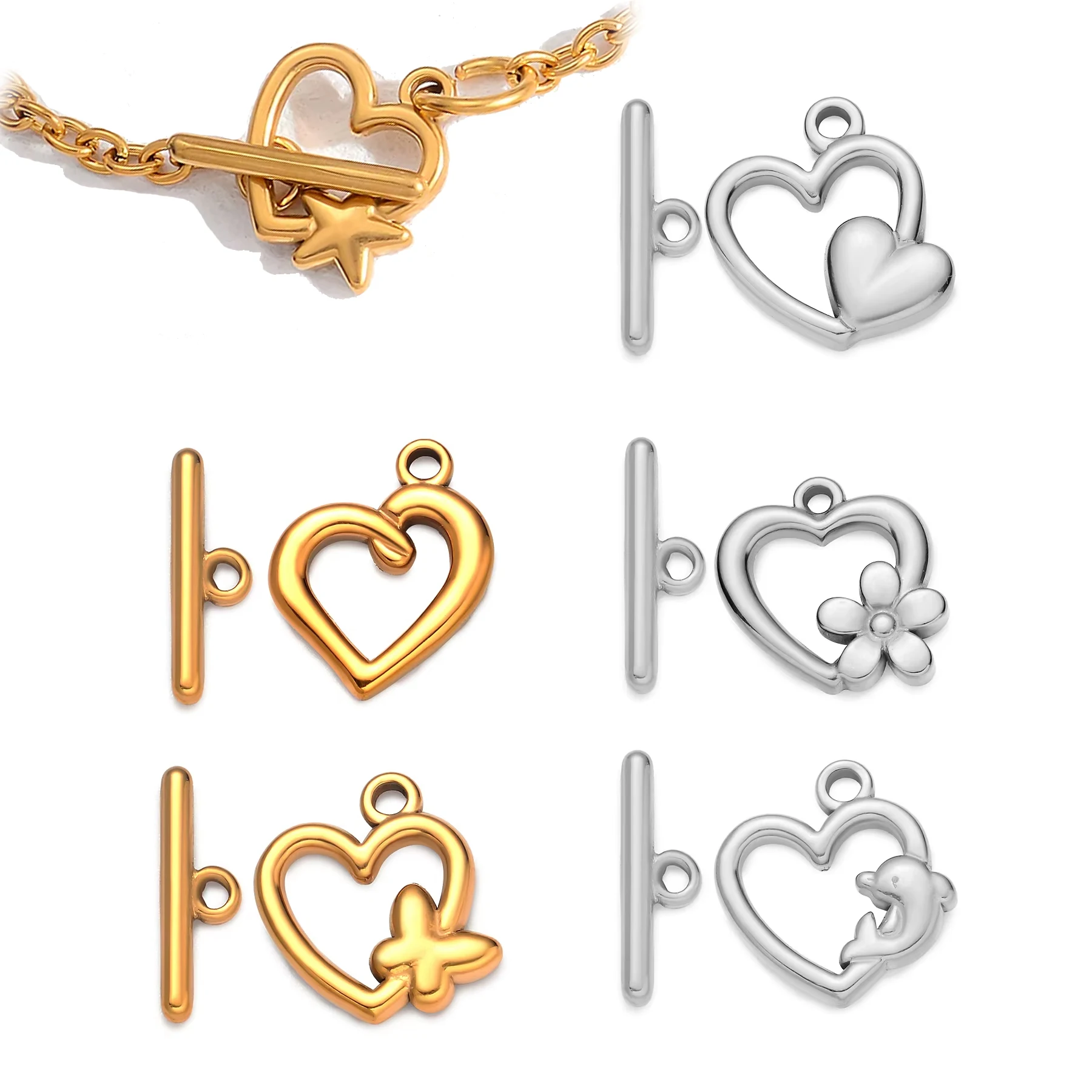 

10 Sets New Fashion OT Clasps Connectors Stainless Steel Accessories for DIY Jewelry Bracelet Necklace Making Supplies Wholesale