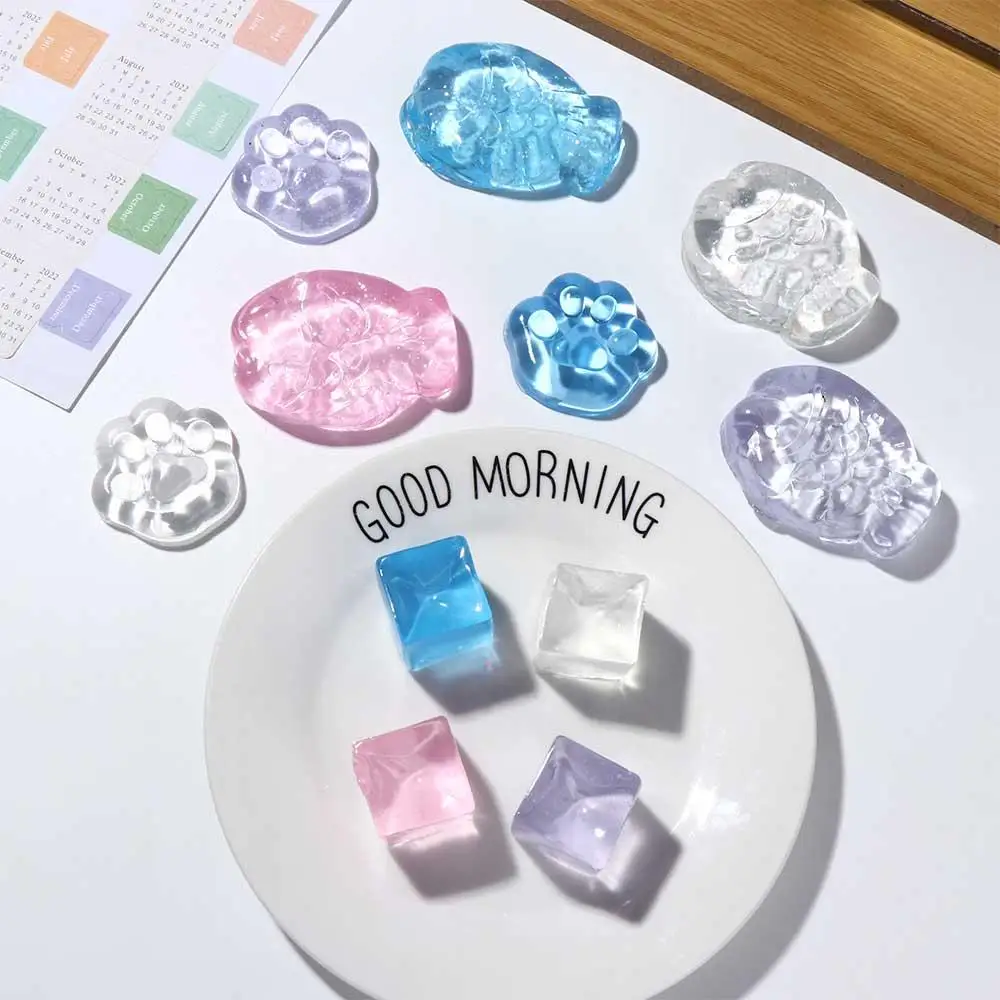 Mini Cat Paw Transparent Fidget  Hand Pinching Mini Mochi Ice Block Ice Pressure Ball  Squeeze  Cat Paw Mini Mochi