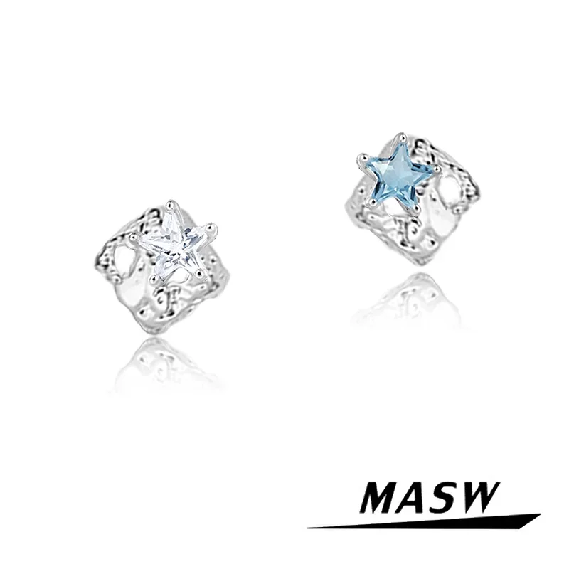 

MASW Original Design Delicate Style Pretty Small Star Zircon Stud Earrings For Girl Women Gift Fashion Accessories