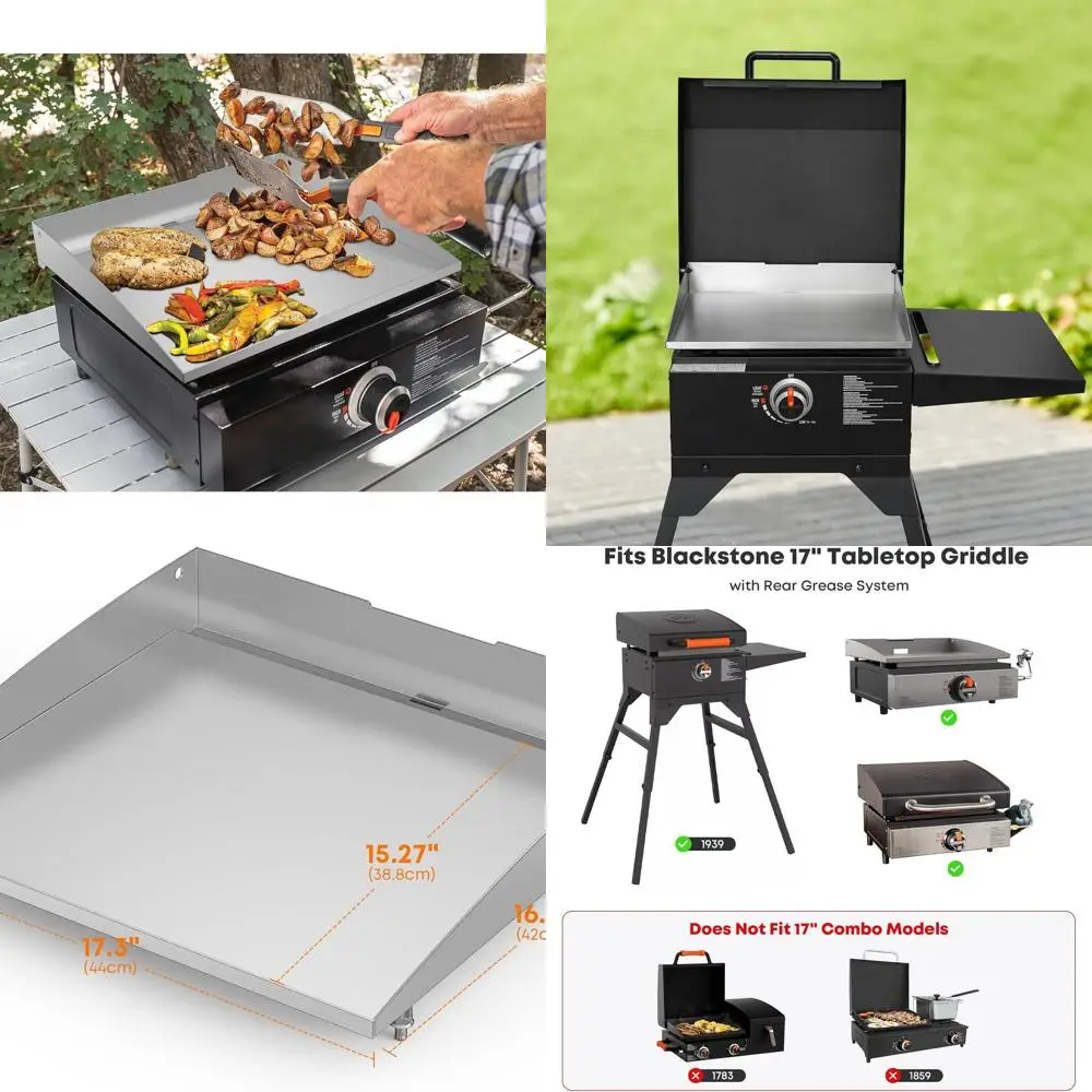 

17-дюймовая сменная сковорода с плоским верхом для настольного гриля, нержавеющая сталь с задней системой смазки