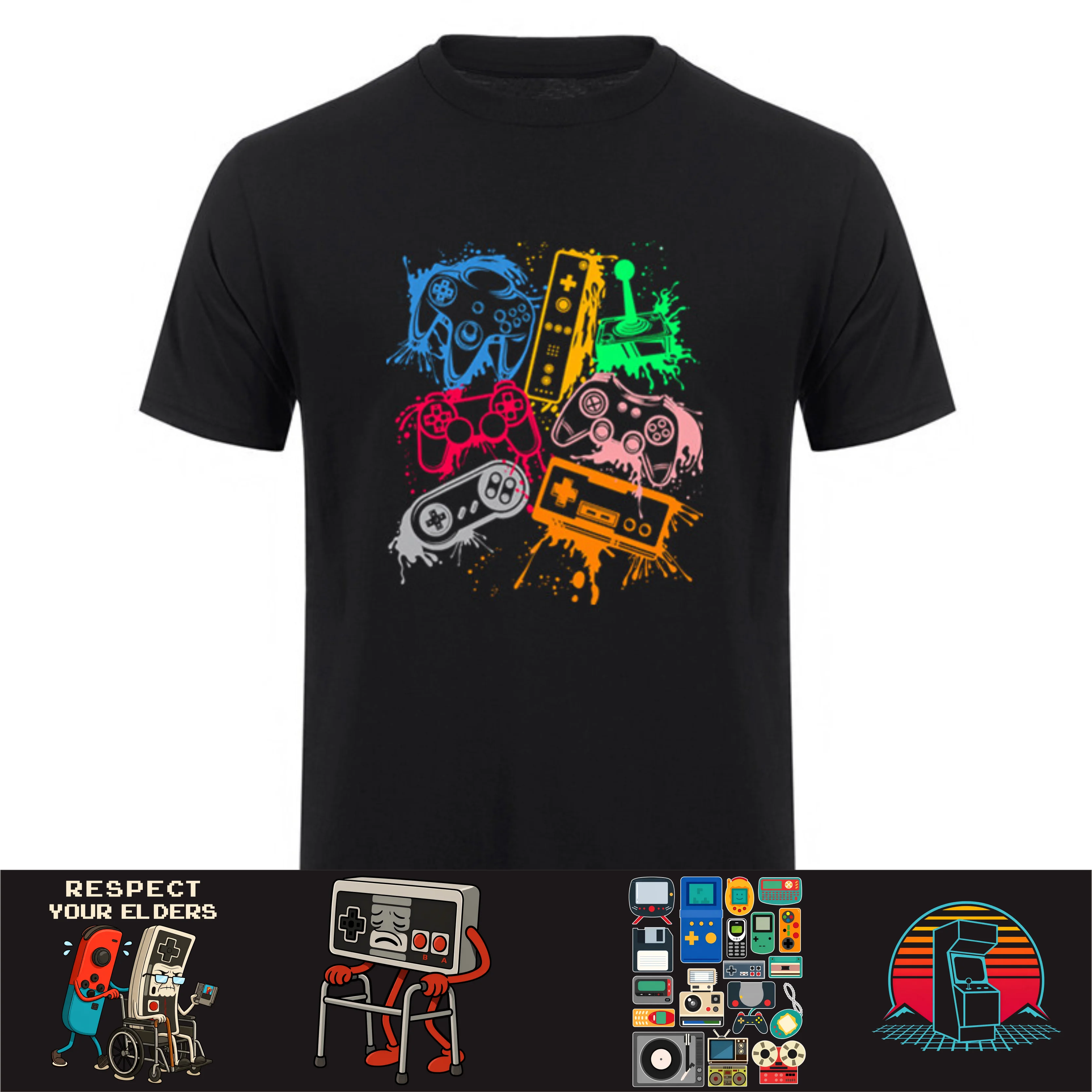 Video Game Console Controllers Retro 80's 90's Arcade Gamer T-Shirt Birthday Gifts Summer Style T shirts Mens Clothing HJ-058