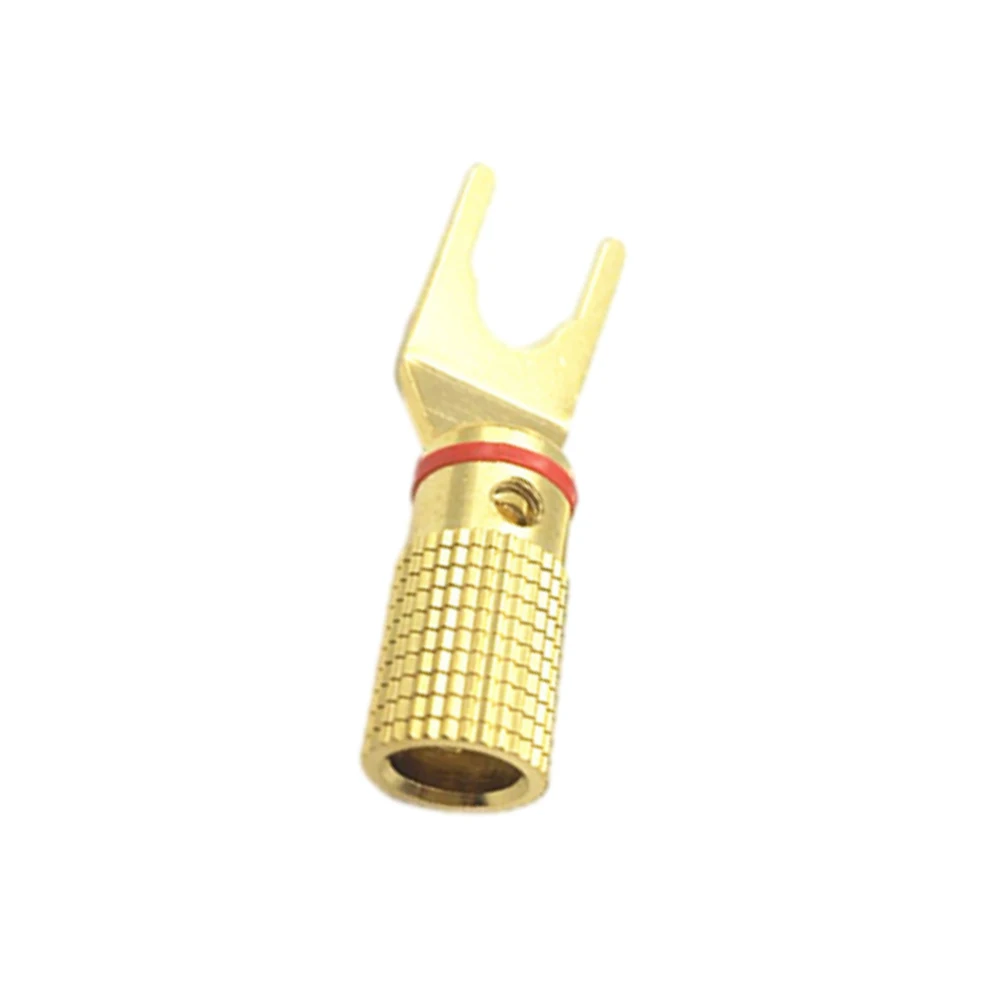 For Audio/Video Receiver Musical Sound Y Type Banana Plugs Connectors 24K Gold Plated HiFi Banana Audio Speaker Connector 4PCS