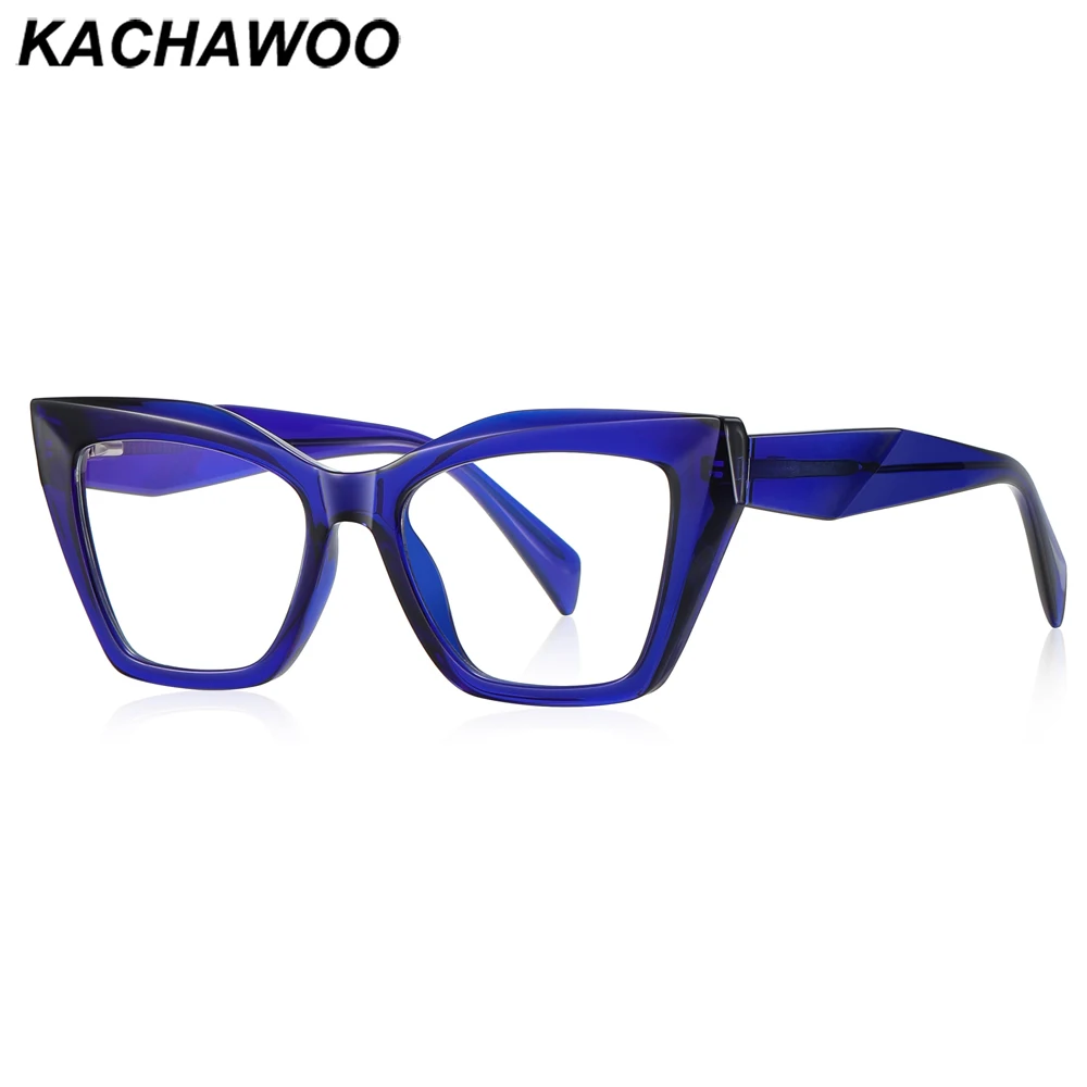 Kachawoo fashion optical glasses blue light filter tr90 cat eye glasses frame women trendy European style blue black thick frame