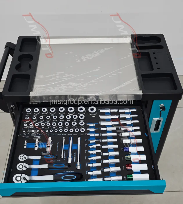 7 Drawers Rolling Tool Cart Heavy Duty Steel Tool Trolley With 258PCS Tool Set Garage Workshop OEM Supplier