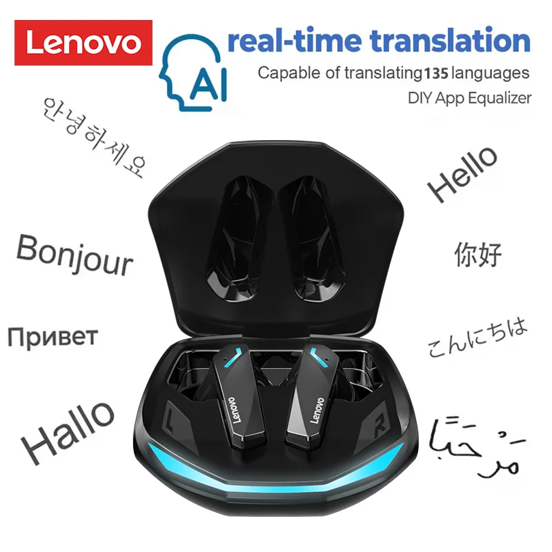 Lenovo-Écouteurs sans fil GM2 Pro, Bluetooth 5.4, casque de jeu, sauna, téléphone, traduction en temps réel, bricolage