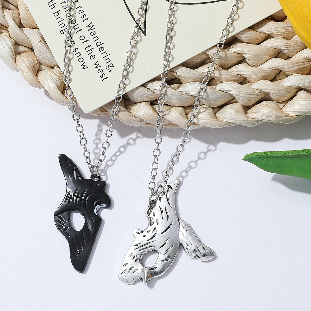 League of Legends Zweifarbige Masken-Halskette, modischer Trend, Metall-Anhänger für Männer, Cosplay, Schmuck, Accessoire, Geschenke