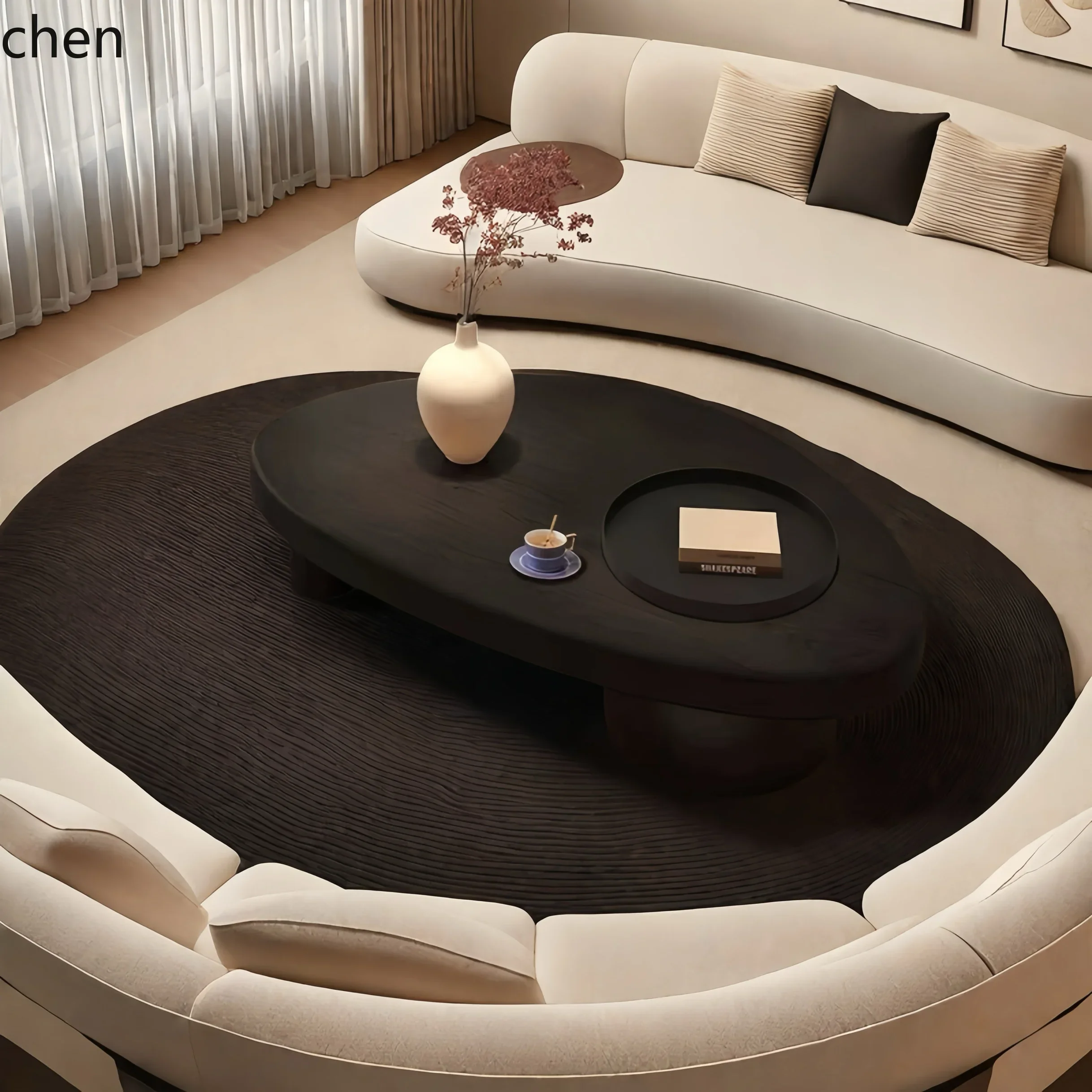 Mesa de centro H5.26 de madera maciza con forma especial para sala de estar, hogar, apartamento pequeño, creativa, con espacio de almacenamiento.