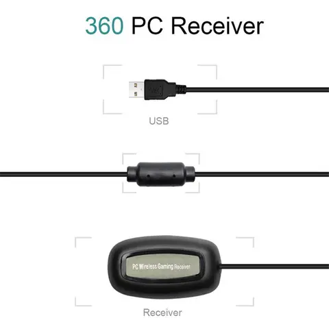 ABIY-For Xbox 360 Wireless Gamepad PC Adapter USB Receiver Supports Win7/8/10 System for Microsoft Xbox360 Controller Console