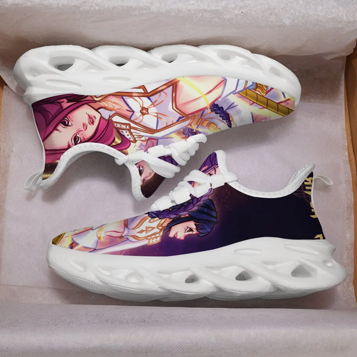 

Casual Kids Sneaker Anime Girl Print Sports Shoes with Wavy Sole Fashion Sports Running Shoes for Men Women Casual Running Shoes