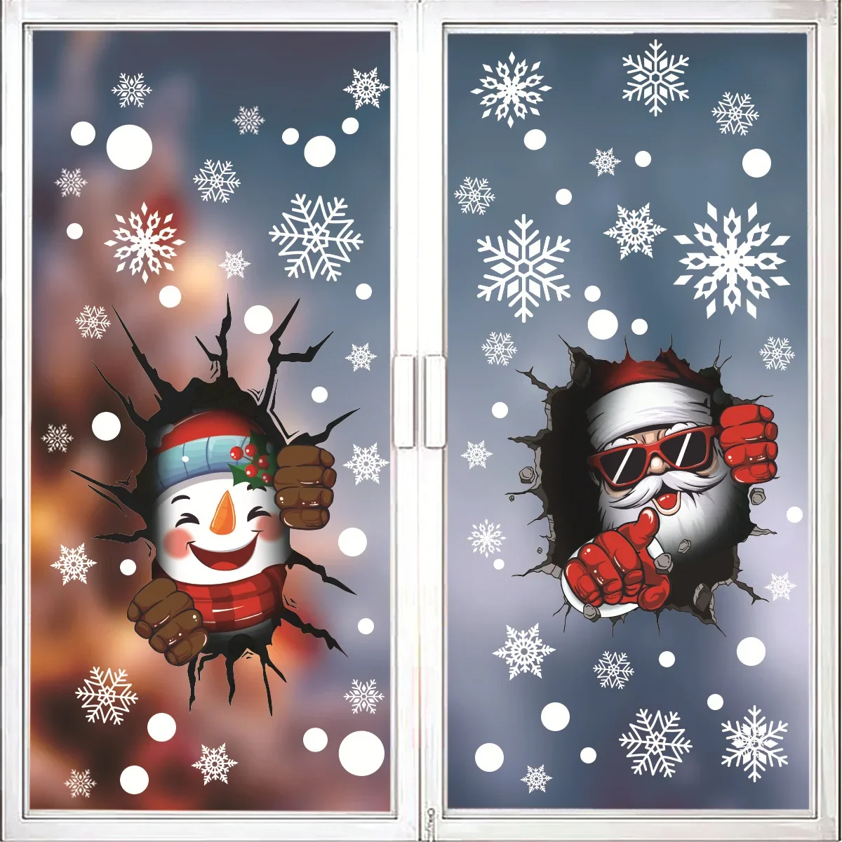 2025 Xmas Ornament Christmas Window Mirror Sticker Snowflake babbo natale pupazzo di neve Mall Glass Window Display adesivo elettrostatico