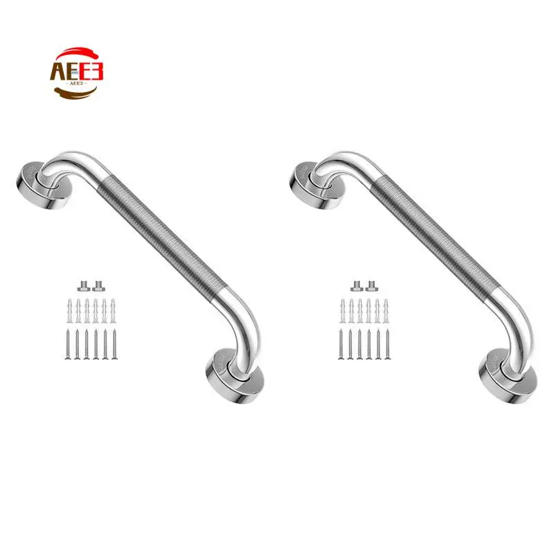 AEE3-2X 12-Inch Non-Slip Shower Grab Bar Chrome-Plated Stainless Steel Bathroom Grab Bar With Textured Handle