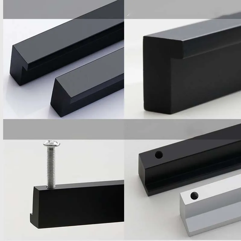 Moderner, minimalistischer Kleiderschrankgriff aus schwarzer Aluminiumlegierung, Schranktürgriff, Schrank-Schubladengriff, Kommoden für Schlafzimmer, Schublade