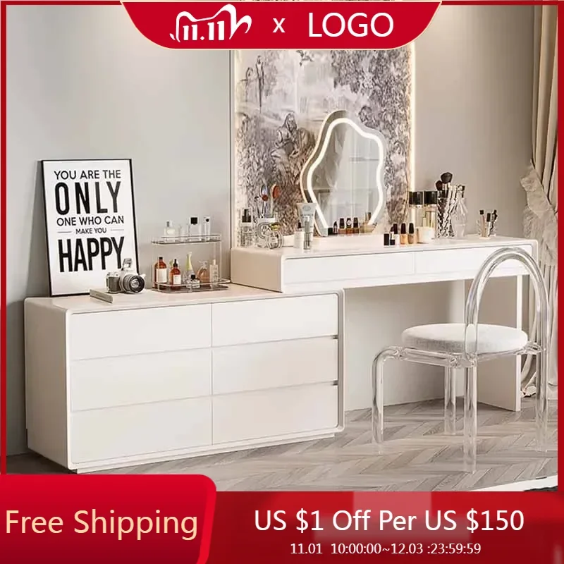 

Makeup White Vanity Table Storage Drawer Cabinets Stool Dressing Table Mirror Bedroom Comoda Pra Quarto Home Furniture