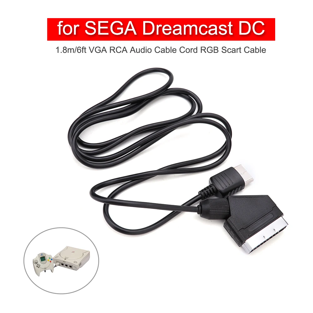 TV AV Lead RGB Scart Cable 1.8m/6ft Game Replace Connect Cable Image Definition Improvement for SEGA Dreamcast DC images - 6