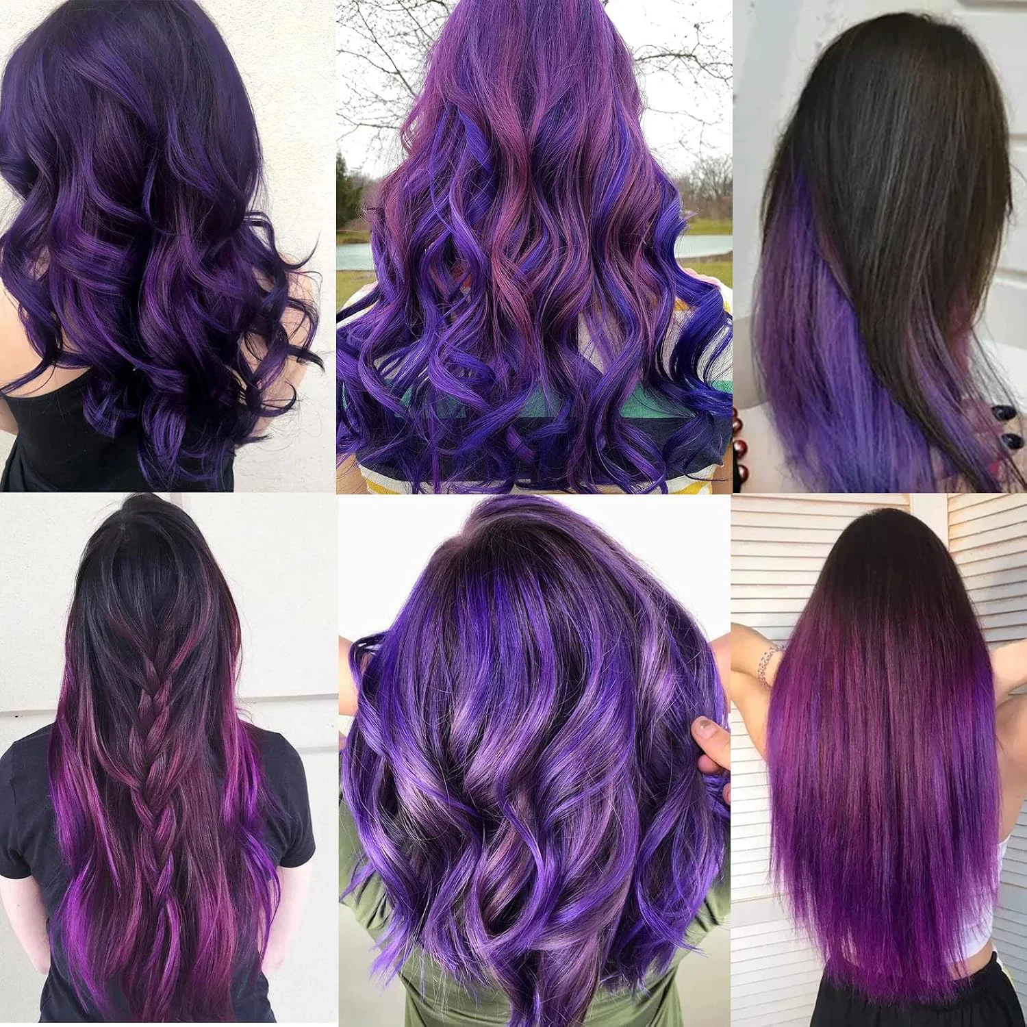 5/12PCS Colored Purple Hair Extensions 22 Inch Colorful Clip in Hair Extensions Straight Synthetic Hairpiece for Women Kids Girl