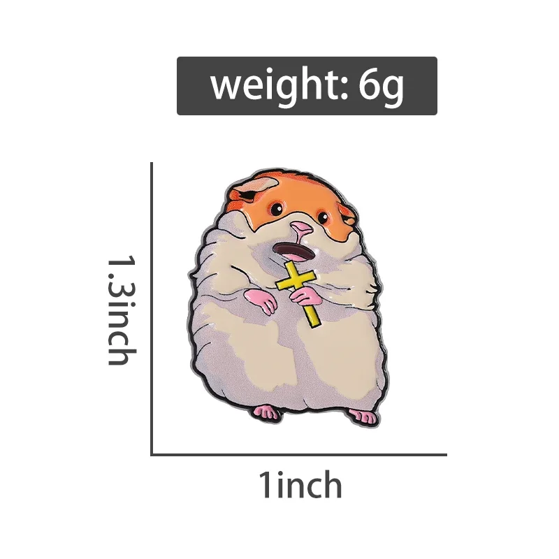 Screaming Hamster Rat Brooch Enamel Pins Cartoon Mouse With Cross Brooches Clothes Lapel Badges Animal Jewelry Gift for Friends