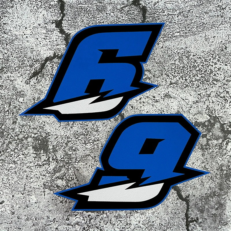 2PCS Blue Racing Number Motorcycle Stickers Waterproof DIY Fuel Tank Front Fairing Helmet Scooter Self-adhesive Vinyl Decals view 4