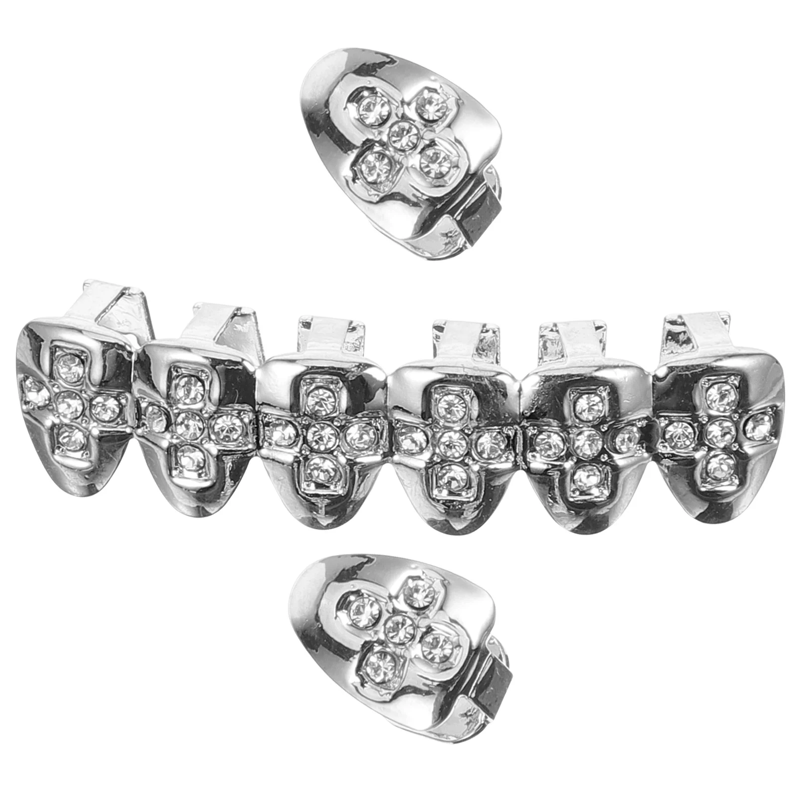 Gold Braces Decorative Teeth Hip Hop Single Mouth Grill Brackets Silver Cosplay Props for Men and Women