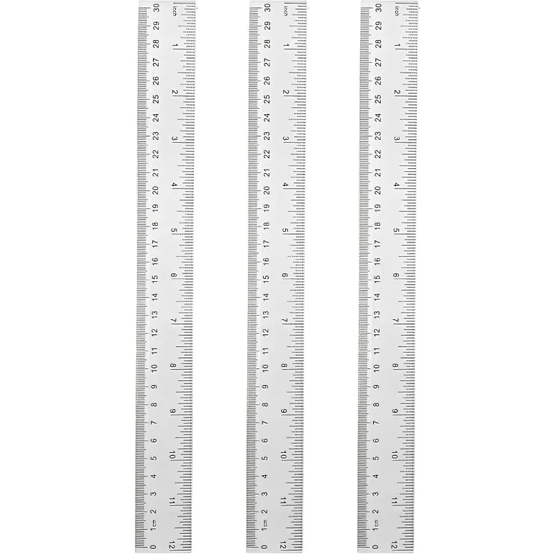3Pcs 30cm Tool Cute for Student School & Office Stationery Transparent Plastic Ruler Blue Color Simple Style Portable