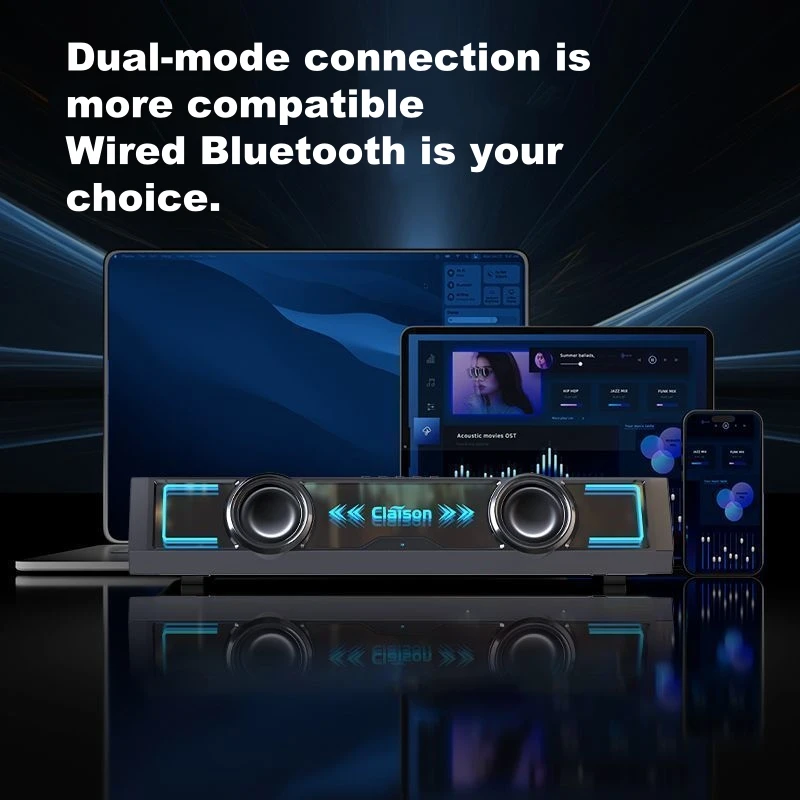 RGB Abyss مصباح الكمبيوتر الصوت سطح المكتب المنزل USB السلكية بلوتوث 5.4 Esports لعبة مكبرات الصوت ميكروفون مضخم الصوت المتكامل