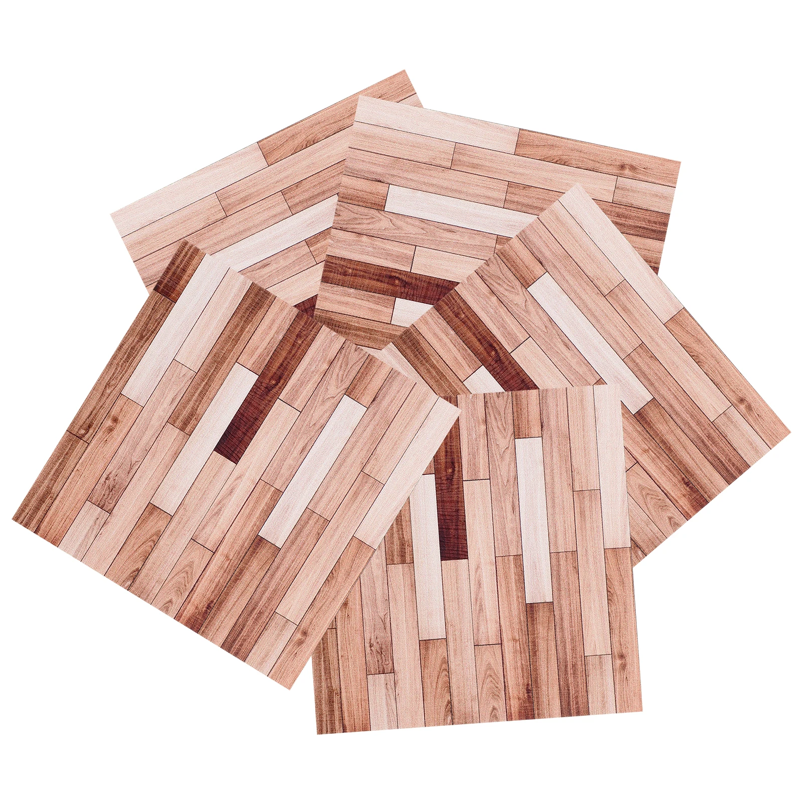 

5pcs Self-adhesive Wallboard Wallpaper 10x10cm Realistic Wood Grain Dollhouse Accessories Mini House Floor Stickers